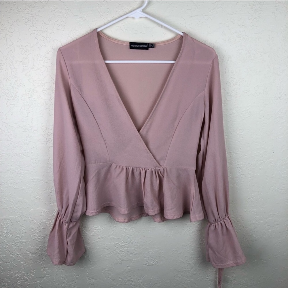 Pretty Little Thing Cropped, Pink, Ruffle Blouse